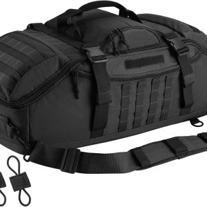 65L Large Duffle Bag, 3-in-1 Tactical Backpack MOLLE Pack for Sports, Gym, Outdoor, Black